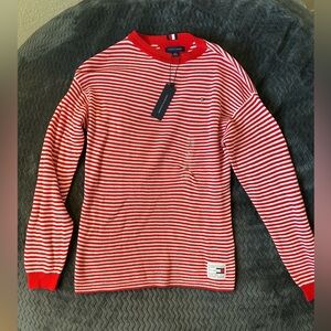 Boys L Tommy Hilfiger Red and White Knit Top